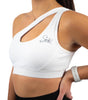 Load image into Gallery viewer, One Shoulder Sports Bra in White