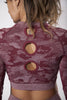 Load image into Gallery viewer, Camo Seamless Long Sleeve Crop in Ruby