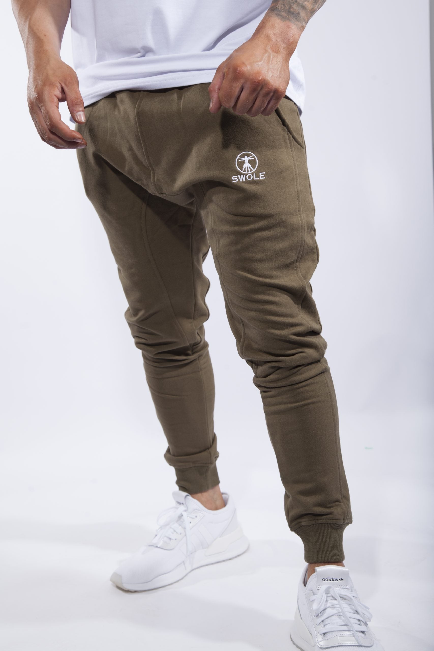 Plain Tapered Joggers in Khaki