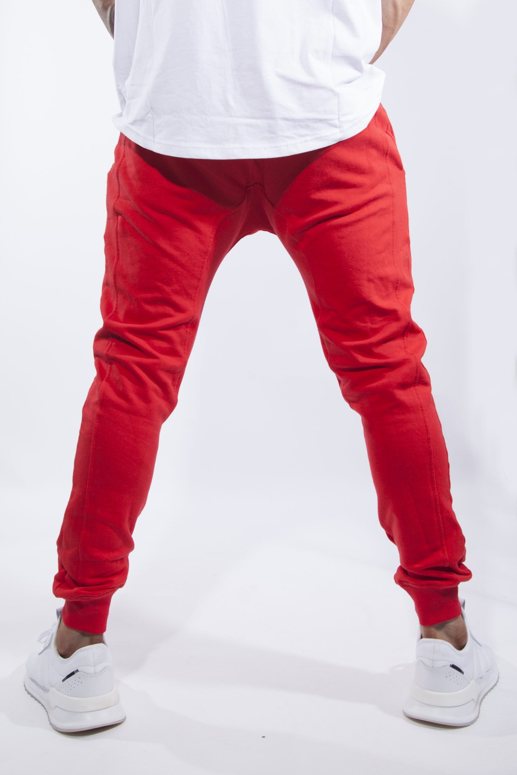 Plain Tapered Joggers in Red