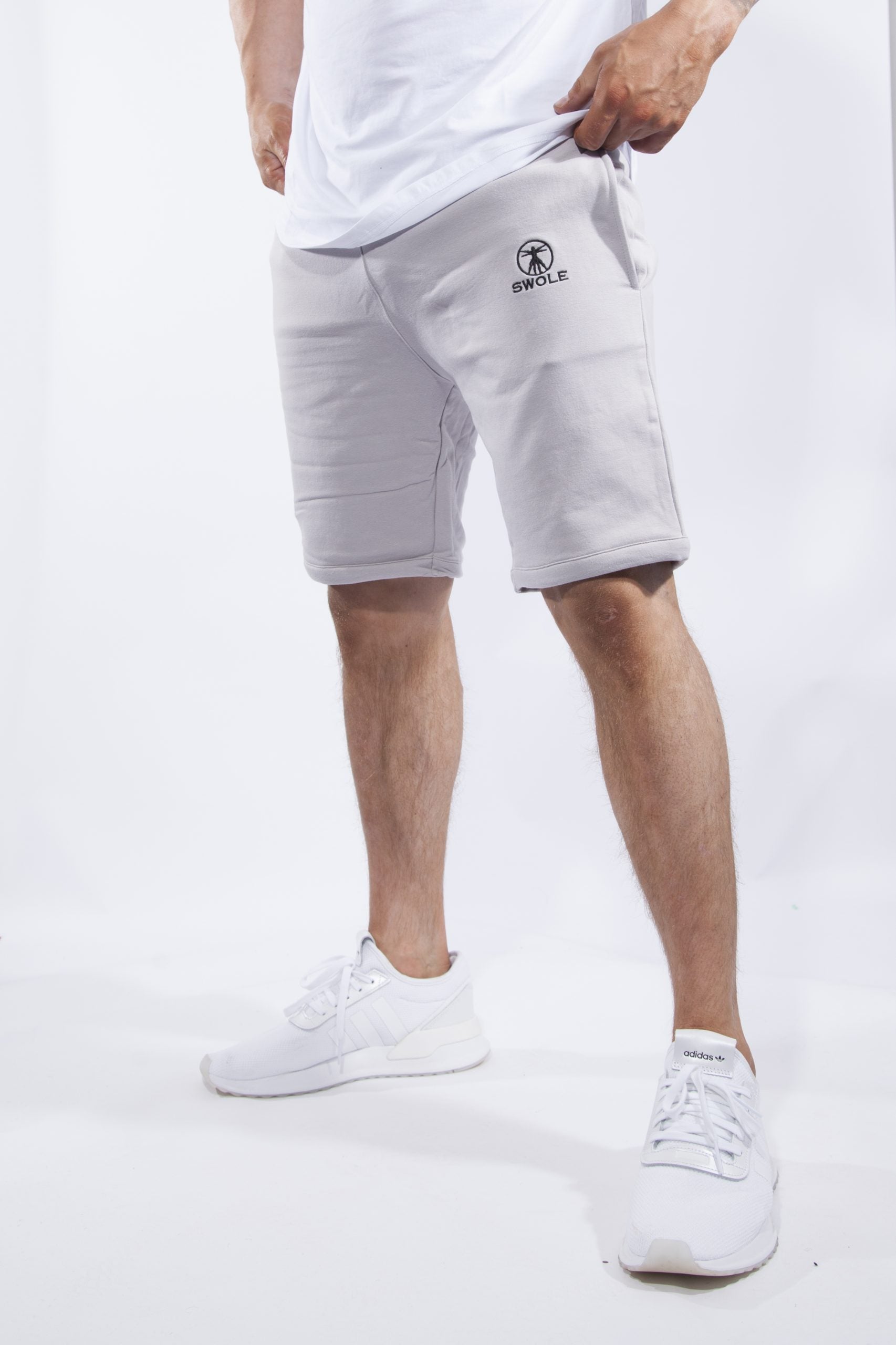Plain Tapered Shorts in Grey