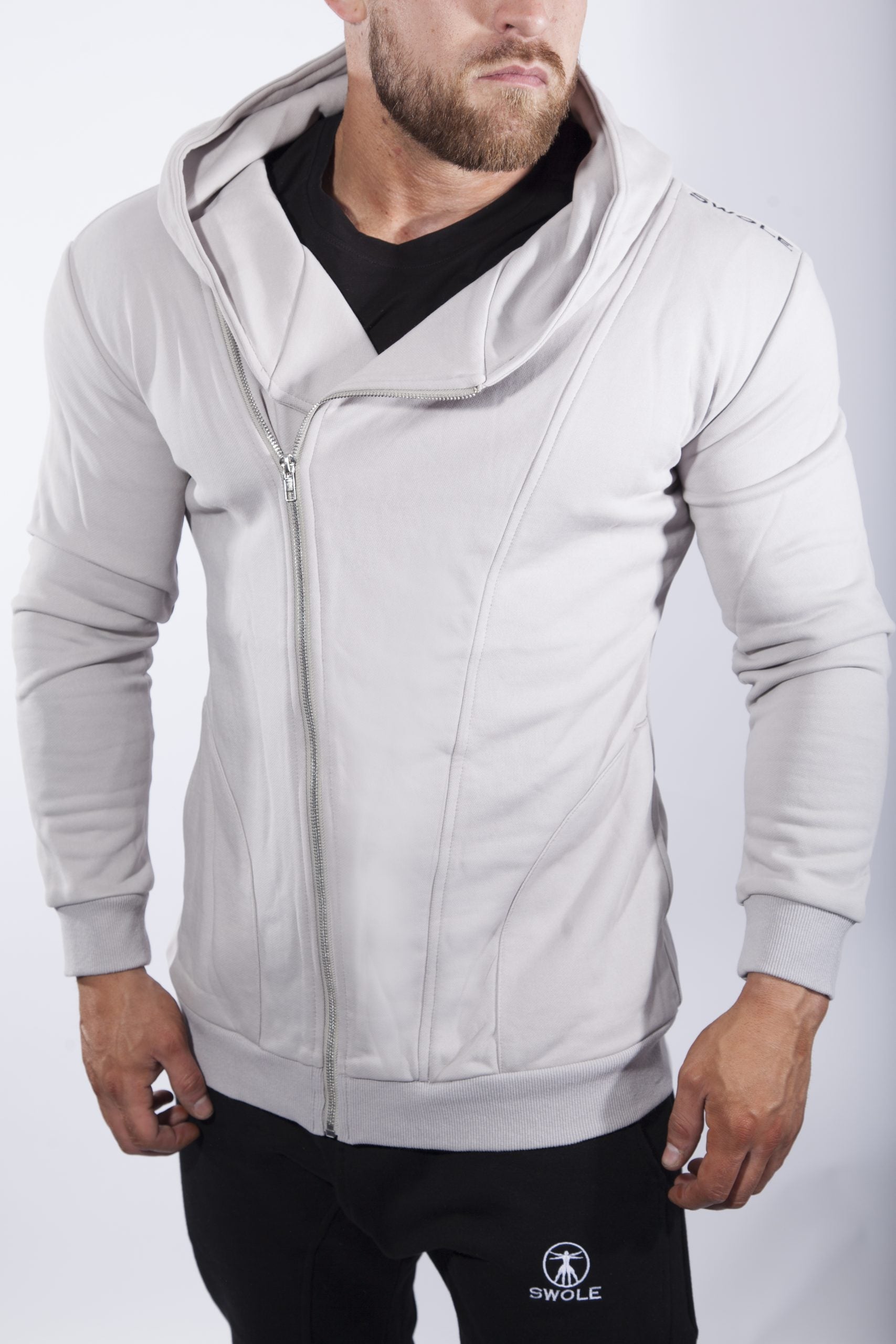 Asymmetric Zip Jacket in Grey