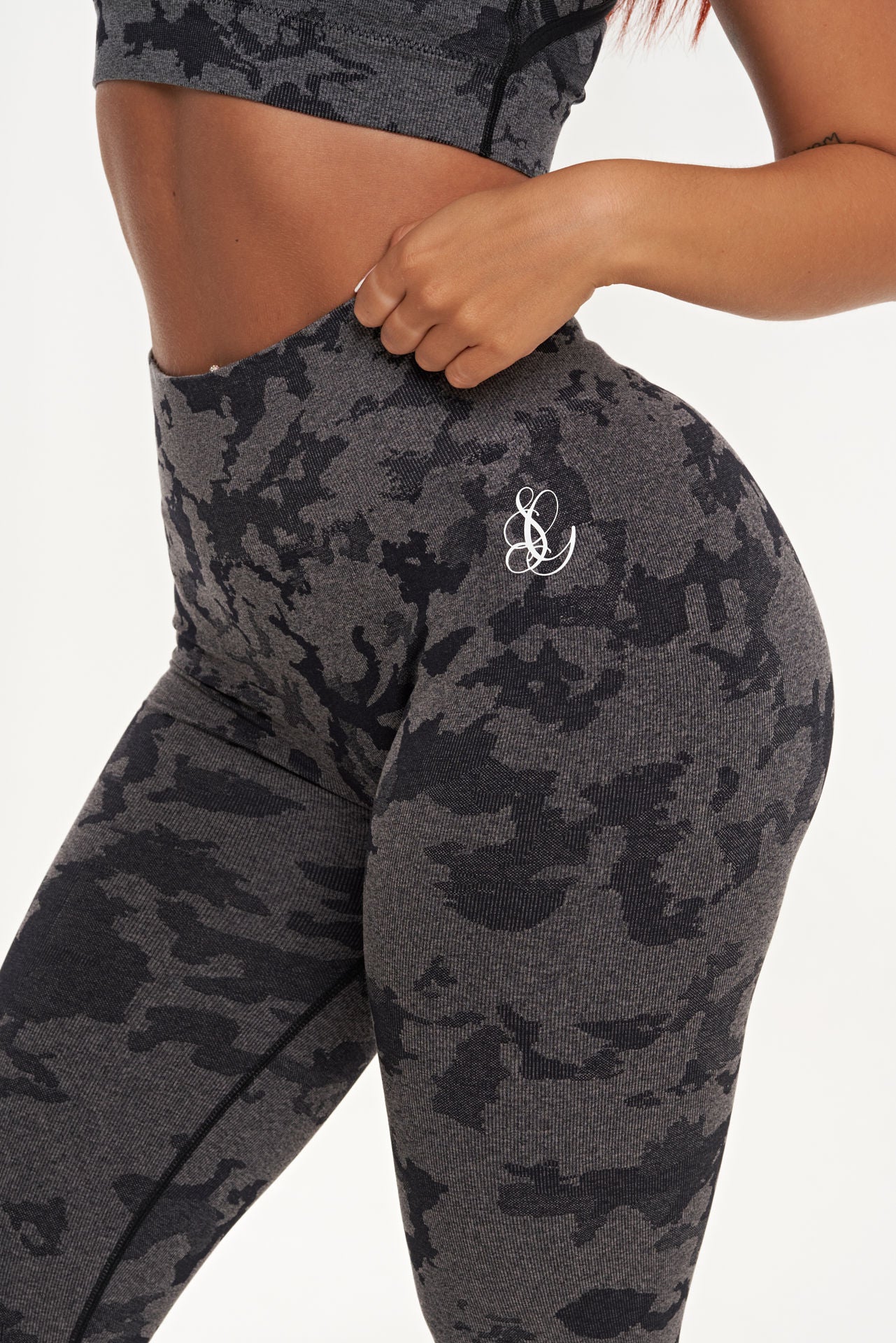 Camo Seamless High Waisted Leggings in Charcoal