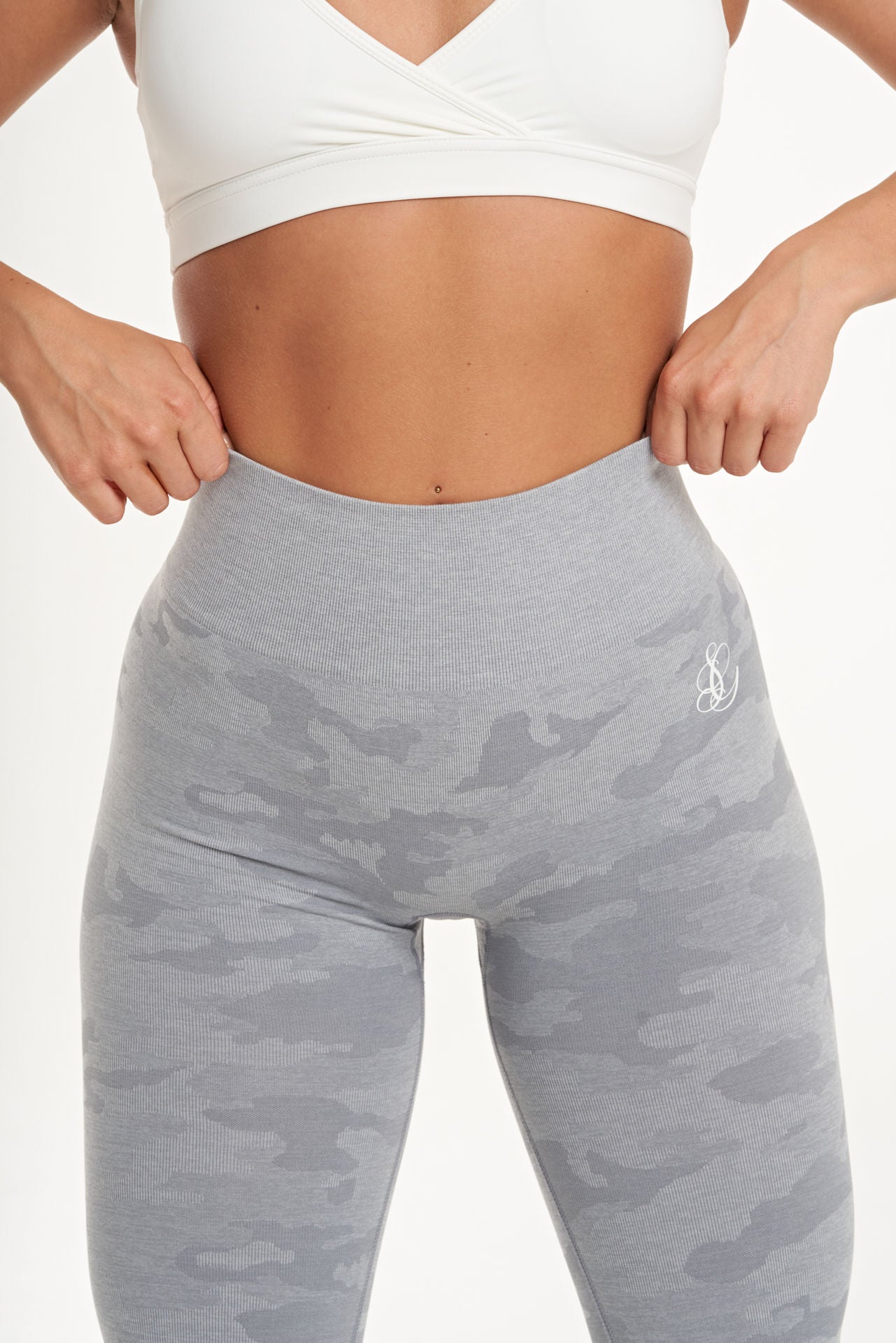 Camo Seamless High Waisted Leggings in Silver