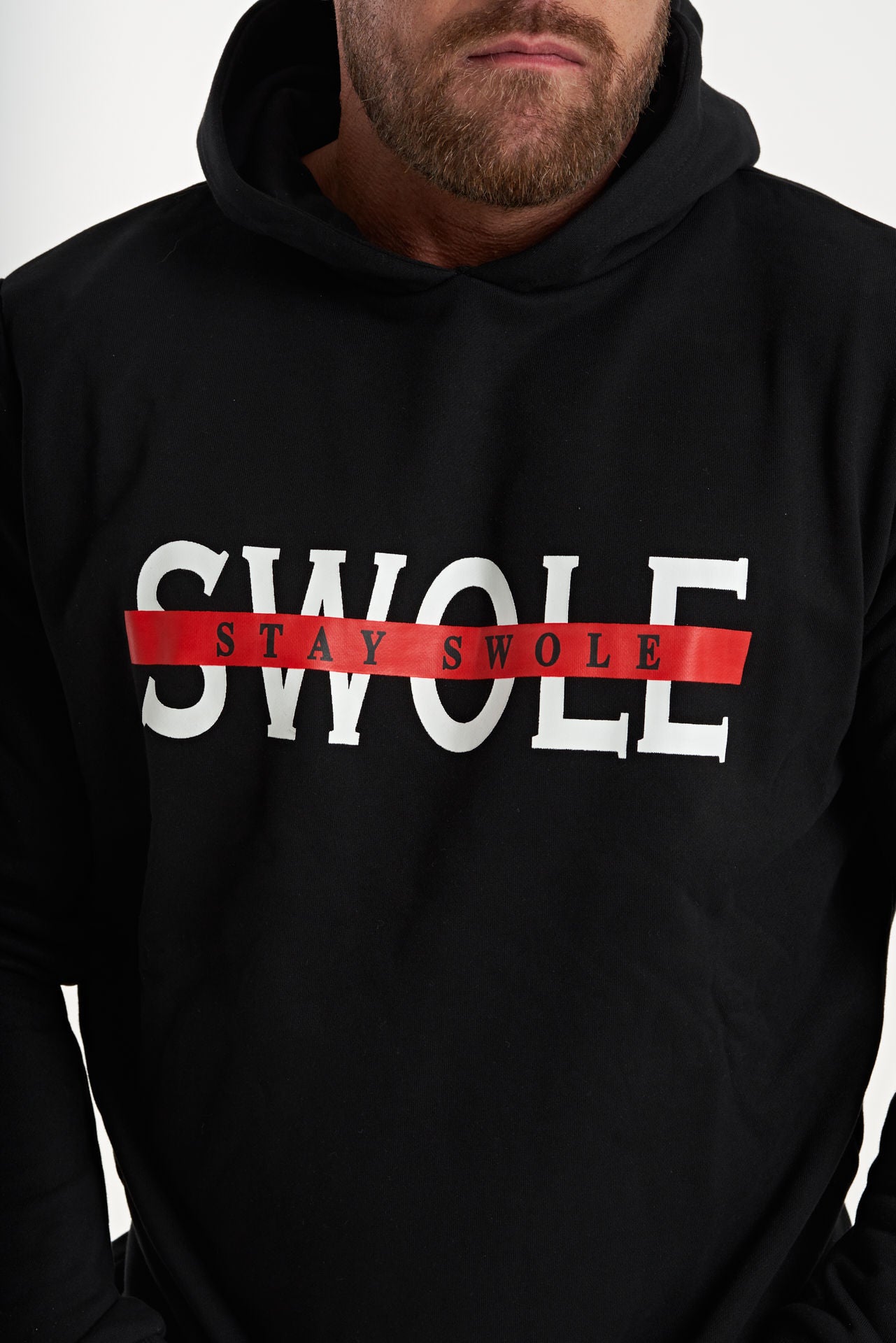 Swole Tapered Muscle Fit Hoodie in Black