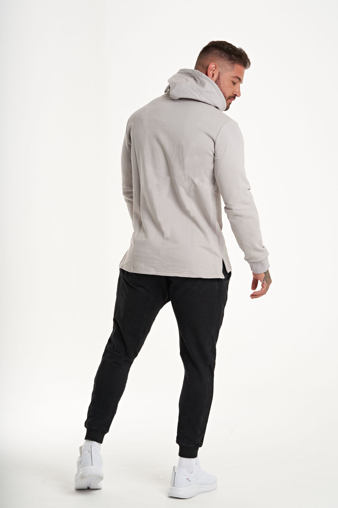 Swole Tapered Muscle Fit Hoodie in Grey