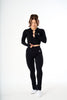 Lounge cropped zip jumper in black