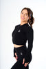 Lounge cropped zip jumper in black