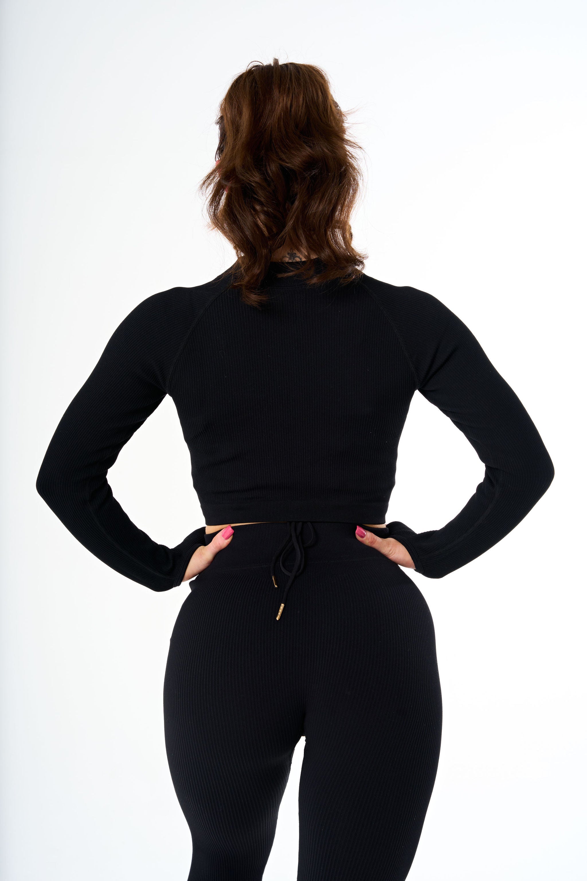 Lounge cropped zip jumper in black