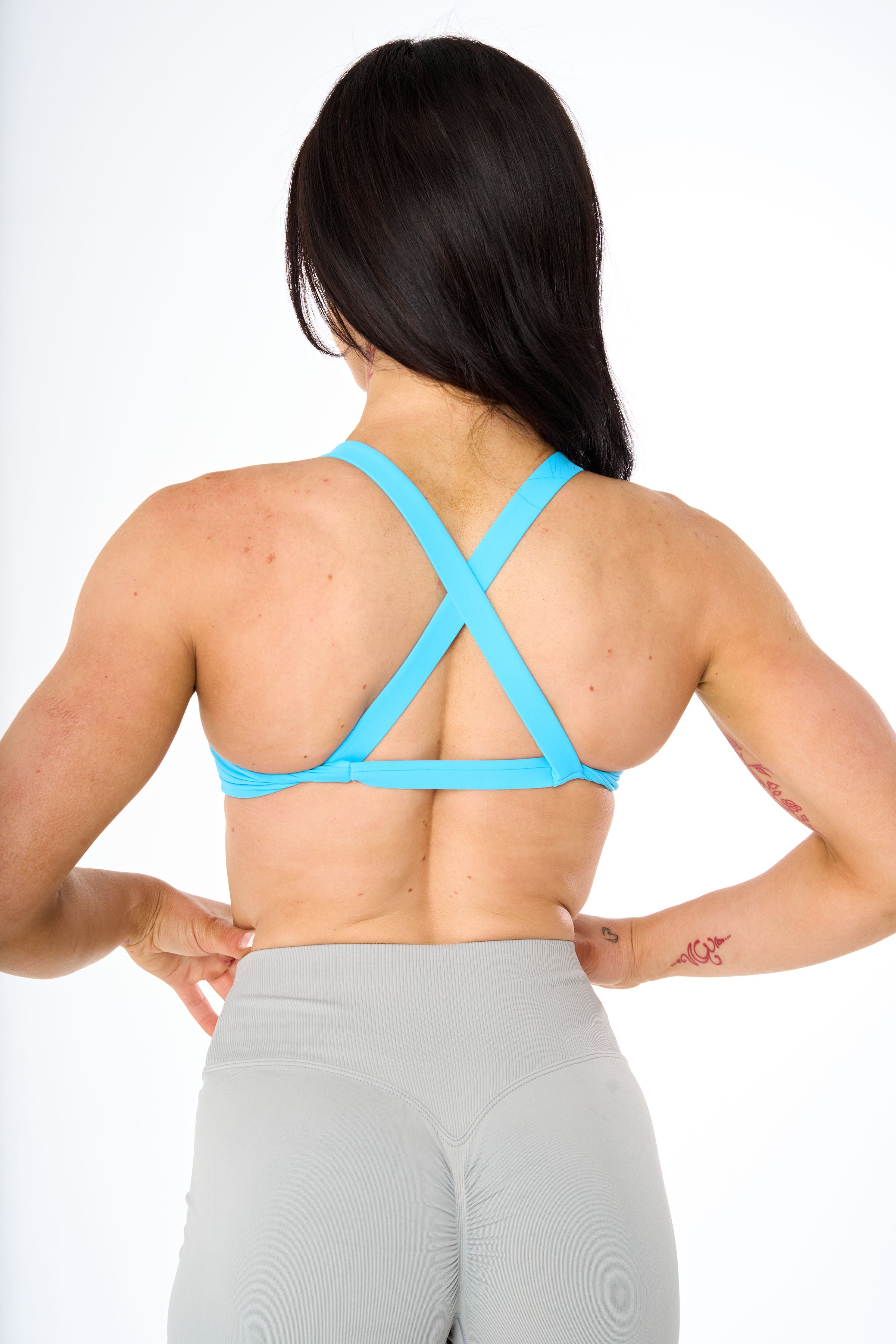 Twist Front Sports Bra In Blue