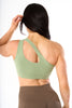 One Shoulder Sports Bra in Green