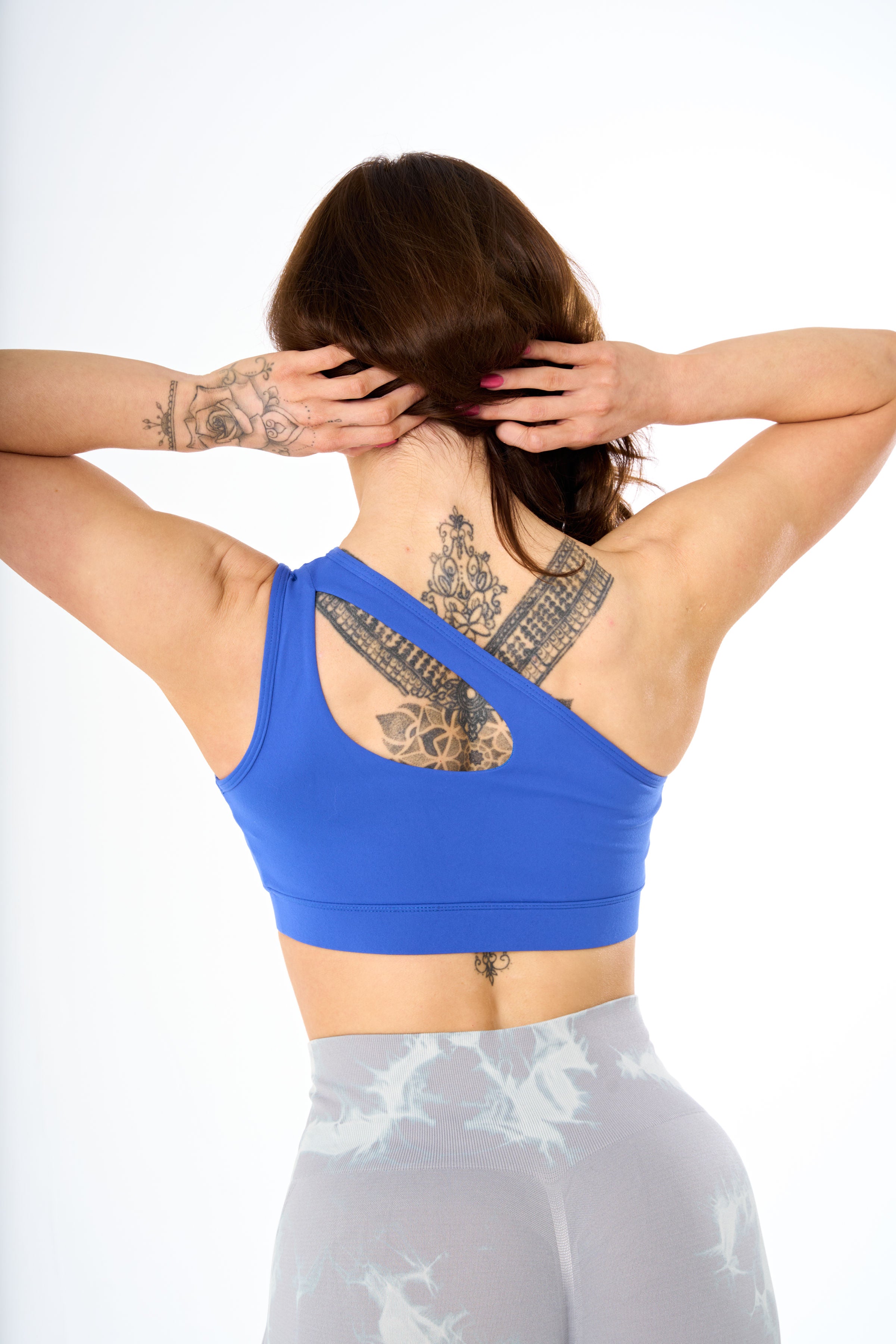 One Shoulder Sports Bra in Blue